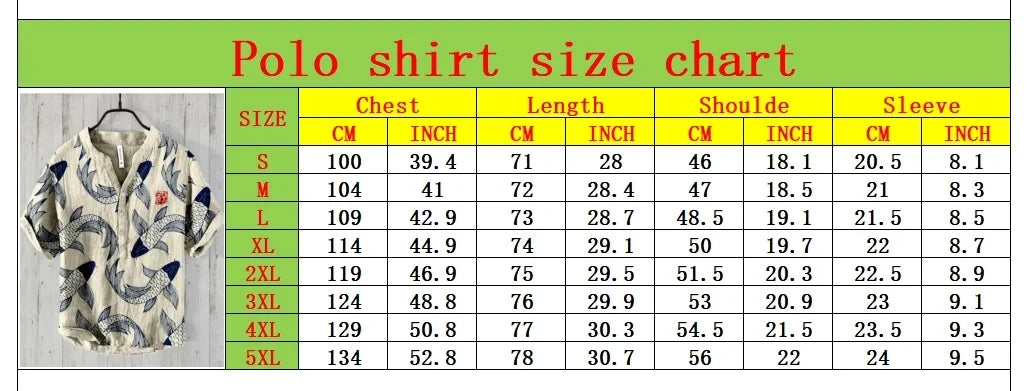 Men's Linen Shirt 2025 Fashionable 3-Button Polo Summer Casual Breathable Printed Pullover Top