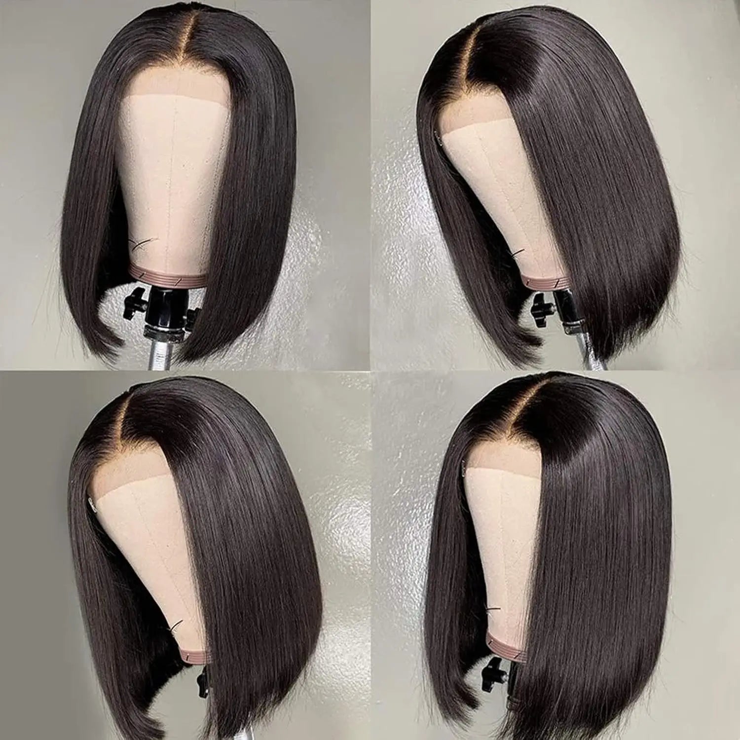 Short Bob 100% Human Hair 13x4 HD Lace Front Wigs Bone Straight 200 Density Transparent Lace Frontal Brazilian Hair Wig