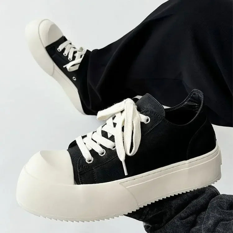 Men Thick-Soled Big Round Toe Sneakers Couple Anti slip Wear Outdoor Shoes Women Versatile Trendy Casual Unisex Board Footwear