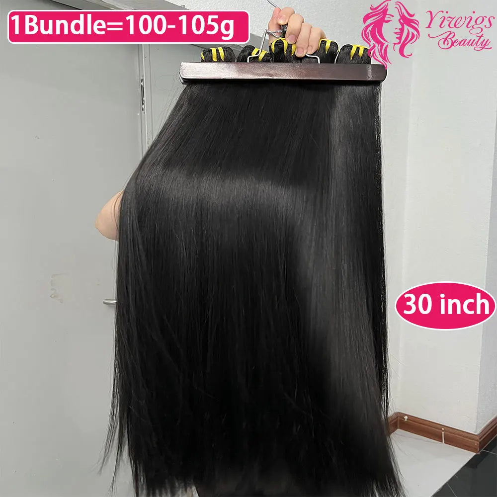 Bone Straight 100% Human Hair Double Weft Bundles #1B Natural Black 100% Raw Virgin Human Hair Extension Tissage 10-36 inch