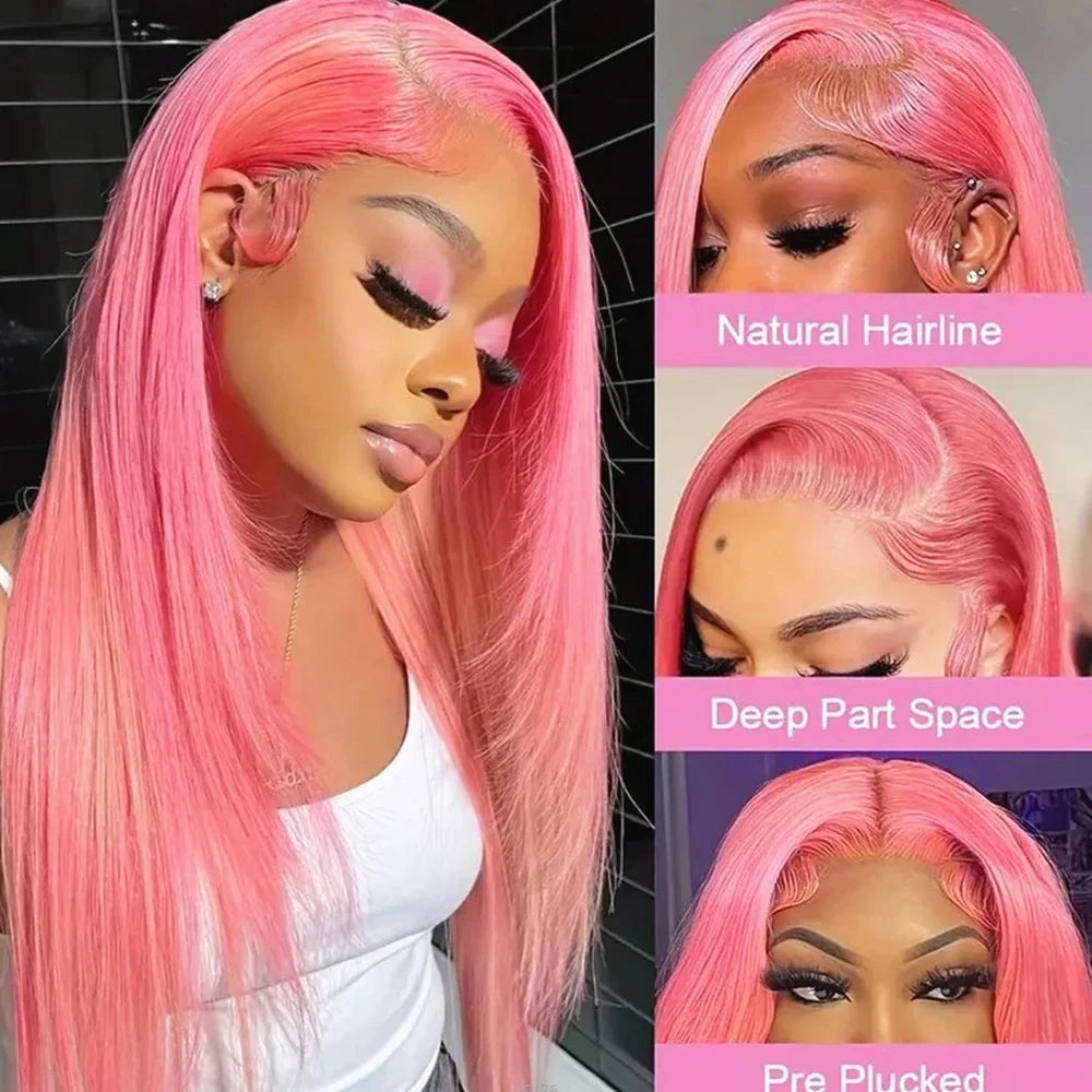 Bone Straight 13x6 HD Light Pink Lace Front Wigs Human Hair For Women Brazilian 613 Color 13x4 Lace Frontal Wig Pre Plucked 200%