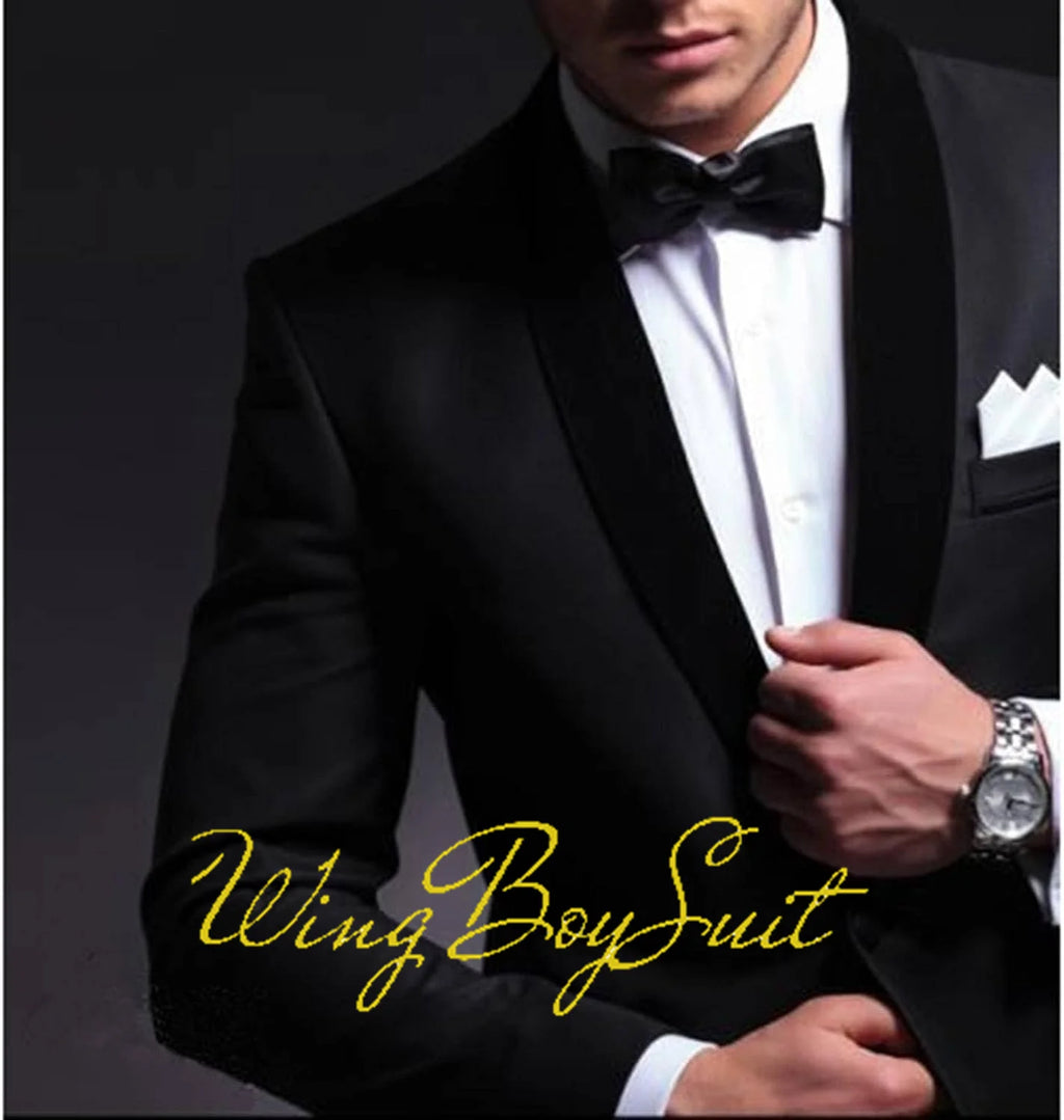 Boys Suits 2 Piece Classic Fleece Collar Wedding Tuxedo Formal Slim Fit Kids Jackets Pants 2-16 Years Tailored Clothes