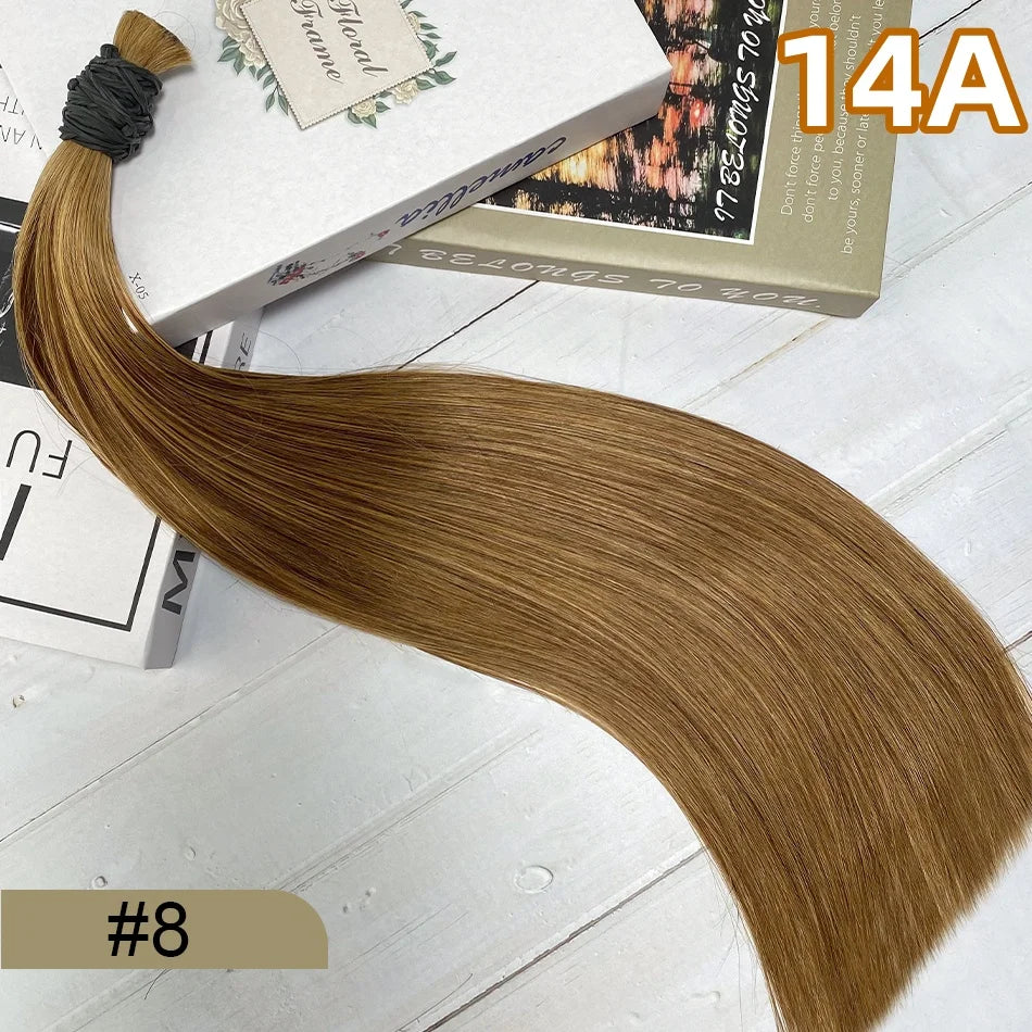 14A Bulk Human Hair Extensions bone Straight 100% Real Remy Highlights human hair braiding hair salon exclusive hair extensions