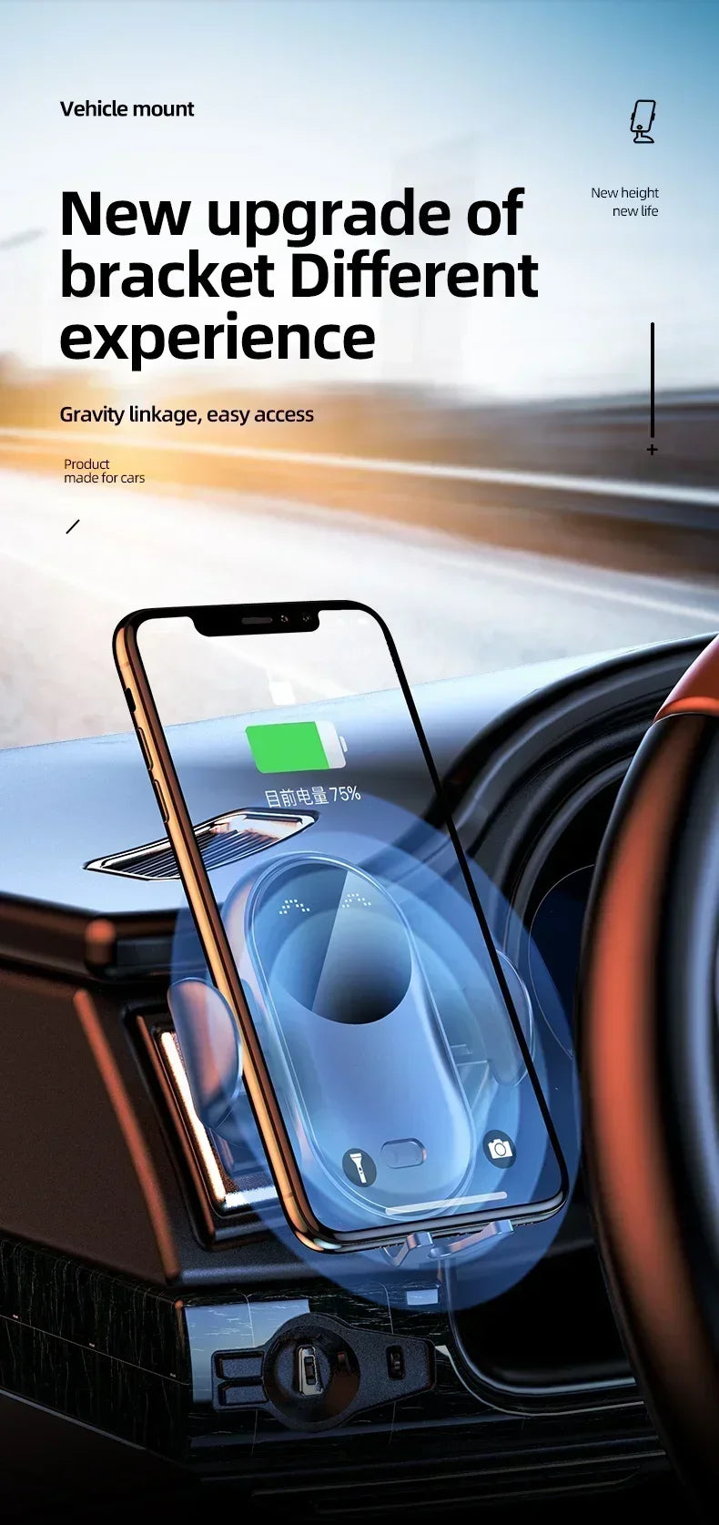 VIKEFON Car Wireless Charger Car Phone Holder for iPhone 17-12 Pro Max 11 Pro X MAX 8 7 Plus Intelligent Infrared Phone Holder