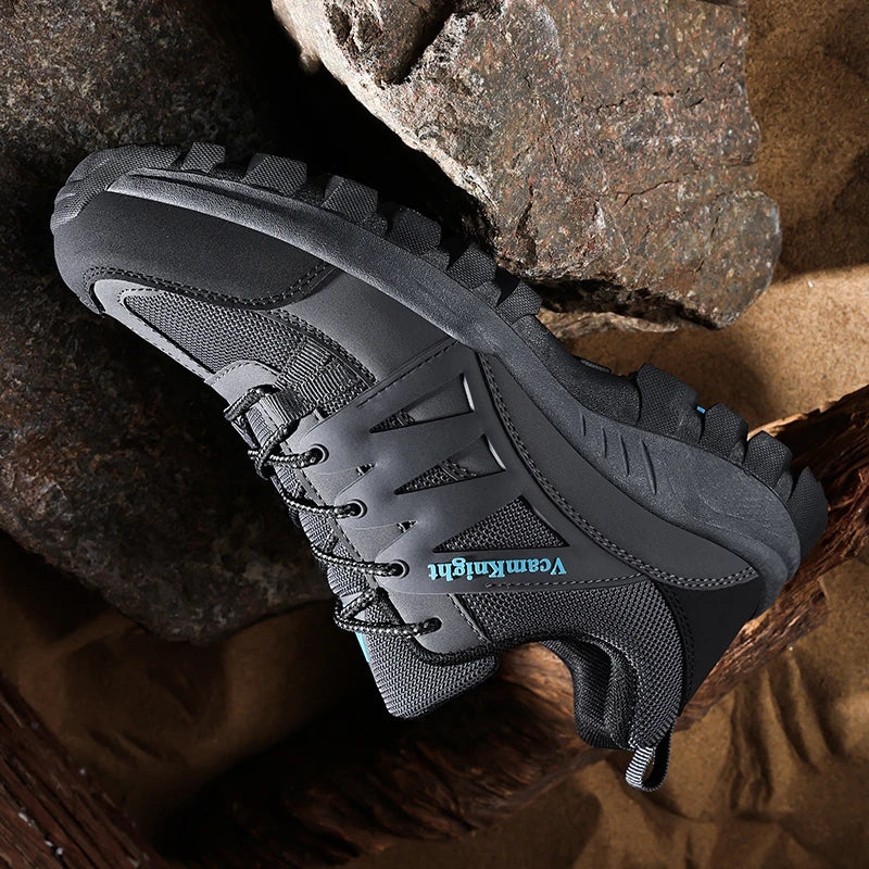 Men Casual Shoes Mountain Sneakers Antiskid Winter Fashion Leather Outdoor Off-Road Trail Running Footwear Low Top Spring Autumn