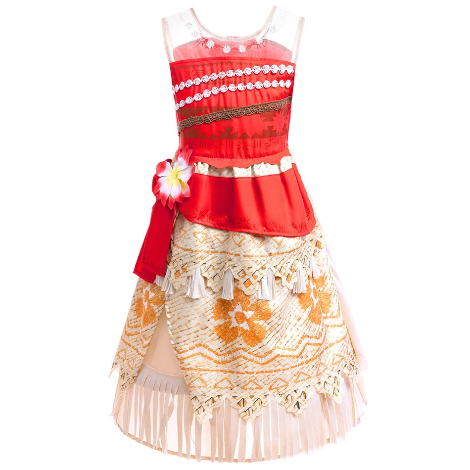 Moana Dress Cosplay Princess Costume Kids Vaiana Print Vestidos Girls Birthday Halloween Carnival Party Outfits Children Clothes