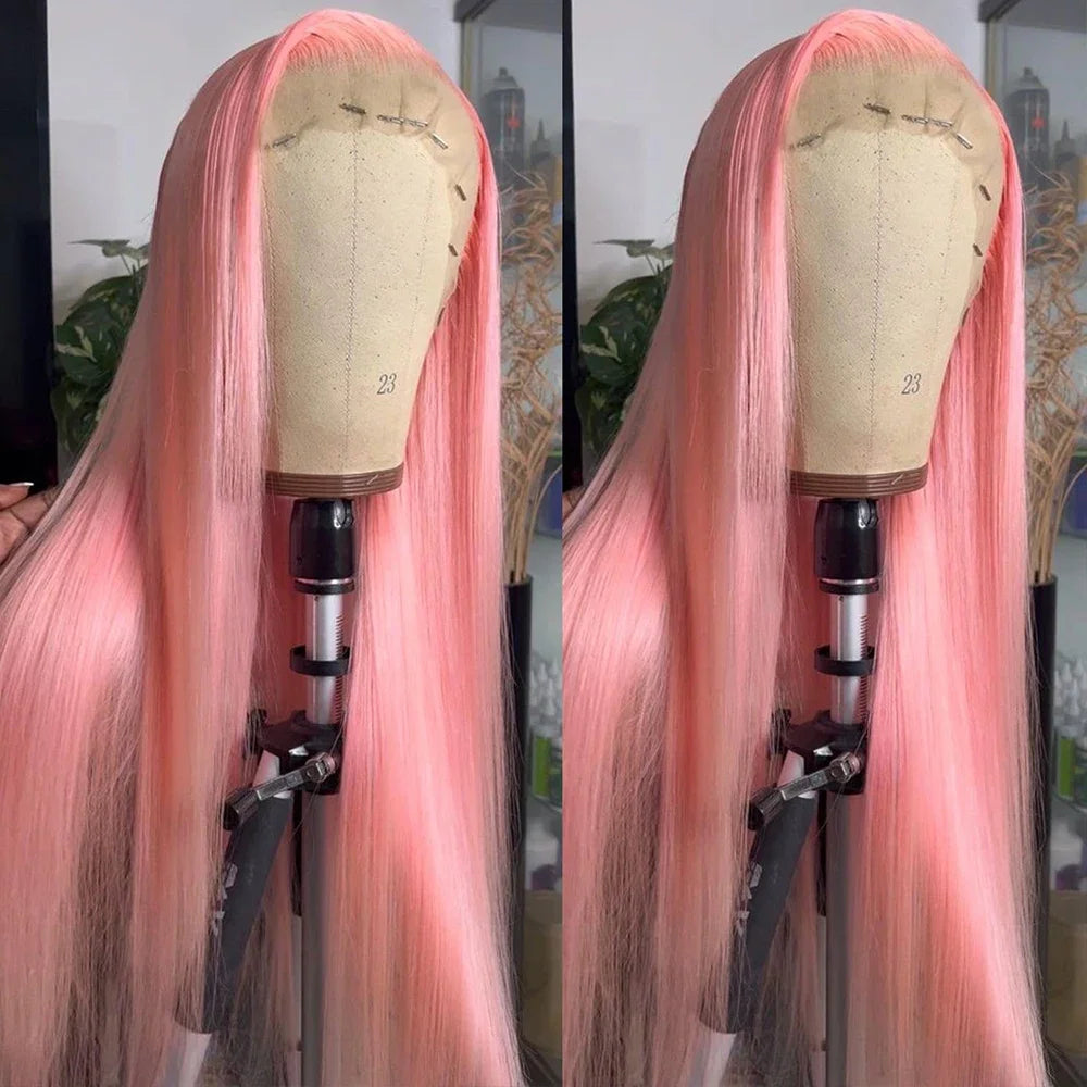 Bone Straight 13x6 HD Light Pink Lace Front Wigs Human Hair For Women Brazilian 613 Color 13x4 Lace Frontal Wig Pre Plucked 200%