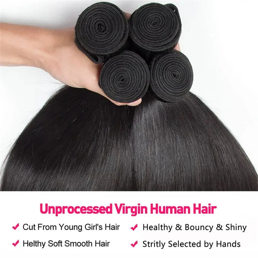 Straight Bundles Human Hair 22 24 26Inches 100% Unprocessed Brazilian Virgin Straight Human Hair Bundles Natural Color Raw Hair