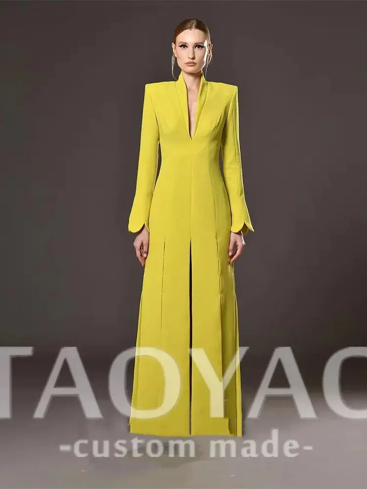 Elegant Party dresses Woman Customized A-Line V Neck Evening Prom Dresses Floor Length Pleated Robe de soirée Party Prom Gown