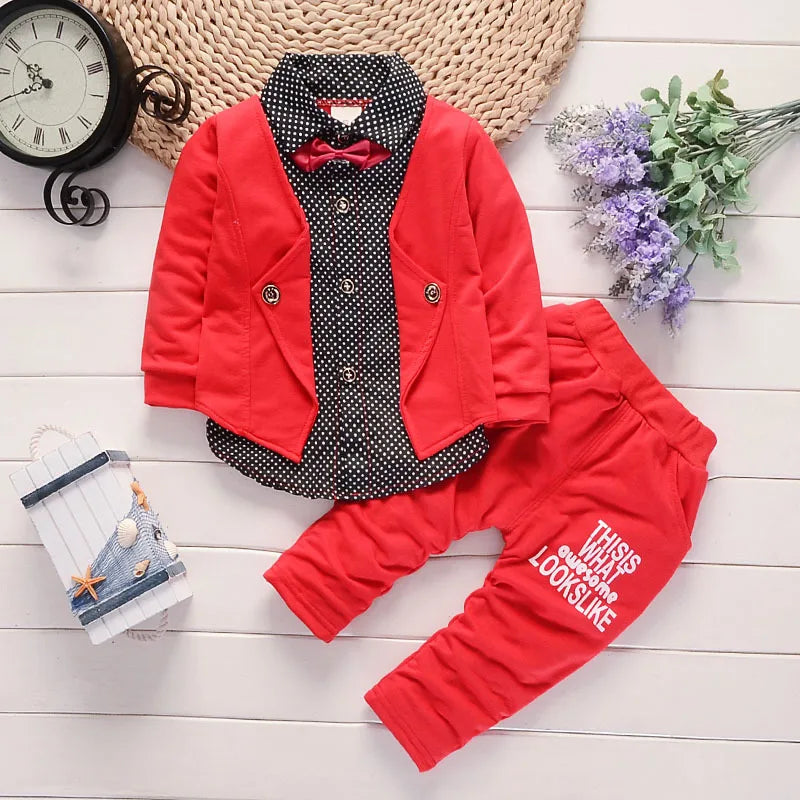 Fashion Boys Gentleman Suits for Wedding Kids Birthday Gift Party Child Clothing Sets Blazer +Pant 2pcs School uniform Clothes