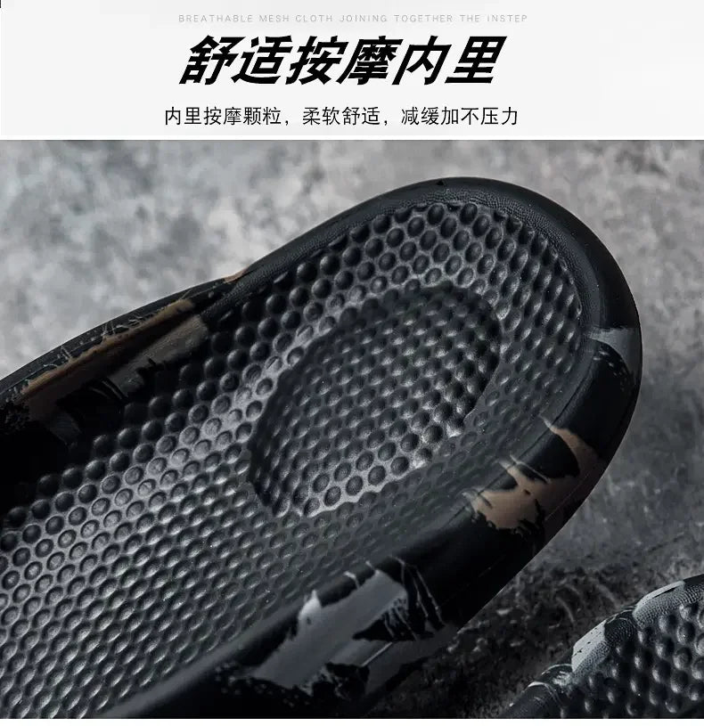 Fashion Daily Slippers for Men Anti Slip Soft Sole Lightweight Home Beach Outdoor Leisure Walking Footwear