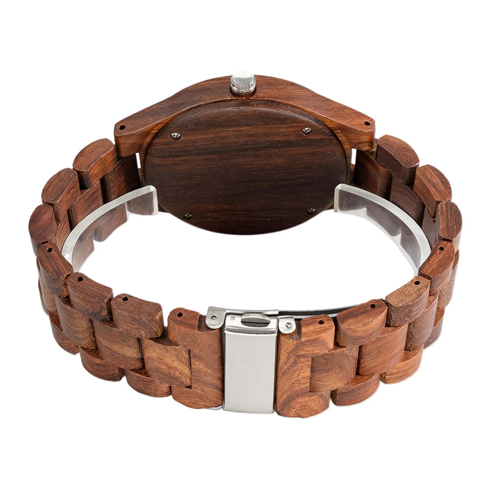 Men's Handmade Wooden Watches Mens Lightweight Analog Quartz Wood Mens Wrist Watch