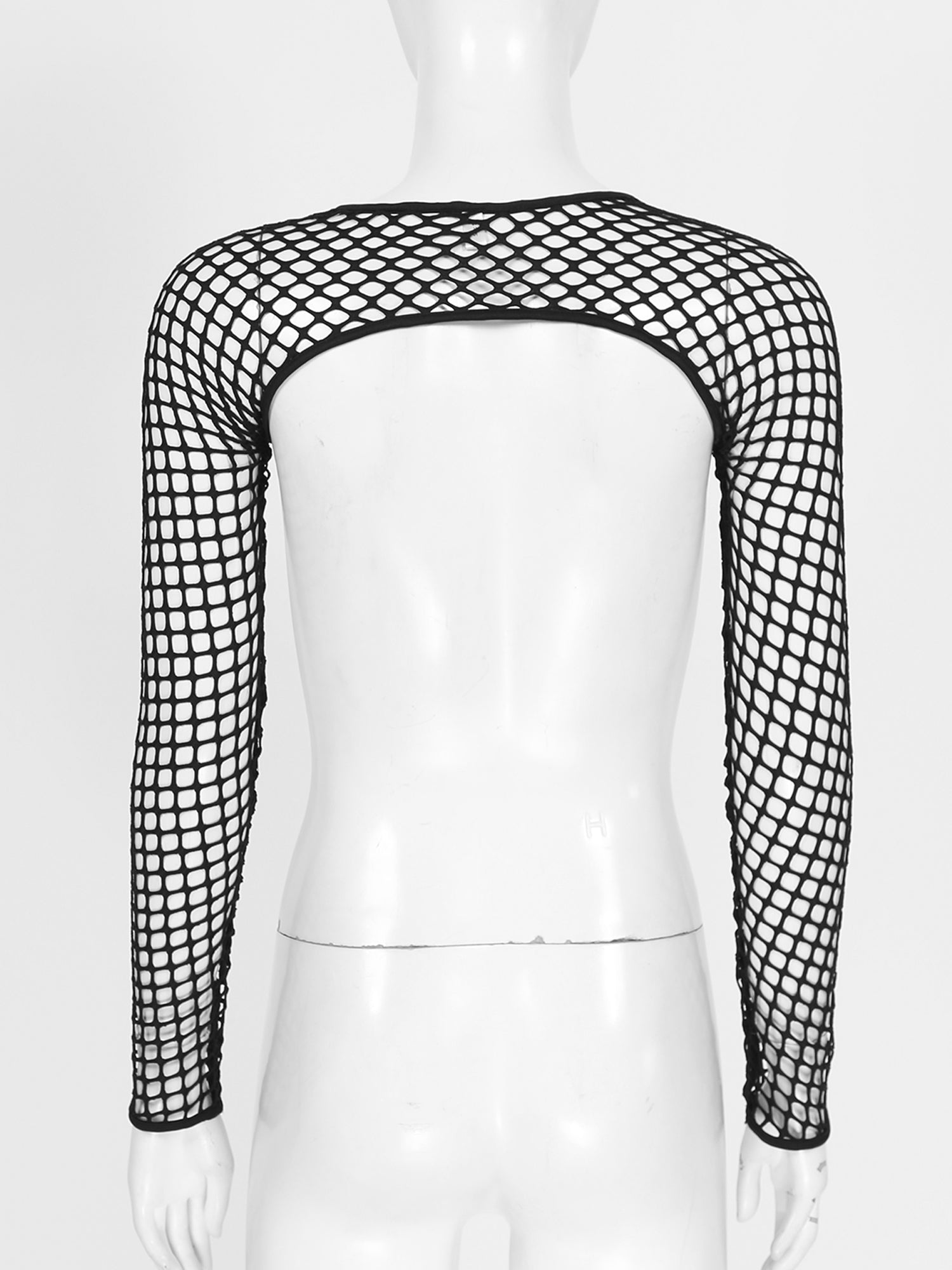 Summer Women T-Shirt Sexy Hip Hop Gothic Female Super-short O Ring Hollow Out Fishnet Long Sleeve Crop Tops Rave Party Clubwear