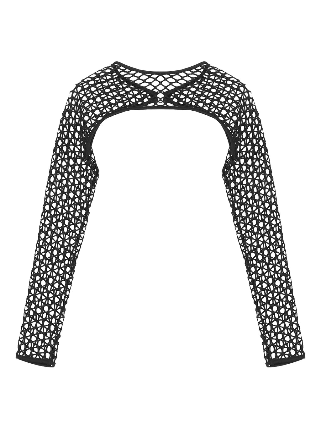 Summer Women T-Shirt Sexy Hip Hop Gothic Female Super-short O Ring Hollow Out Fishnet Long Sleeve Crop Tops Rave Party Clubwear