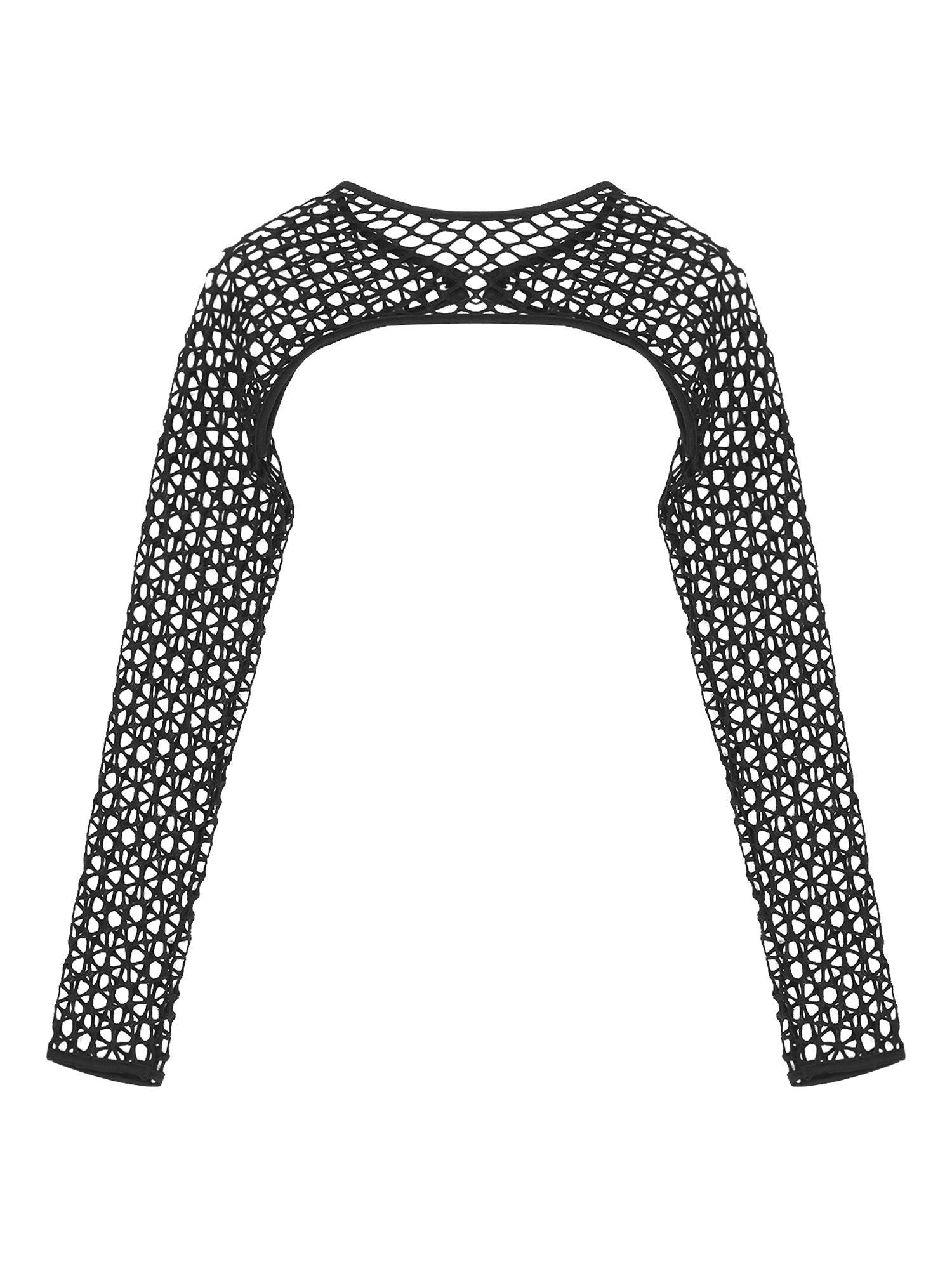Summer Women T-Shirt Sexy Hip Hop Gothic Female Super-short O Ring Hollow Out Fishnet Long Sleeve Crop Tops Rave Party Clubwear