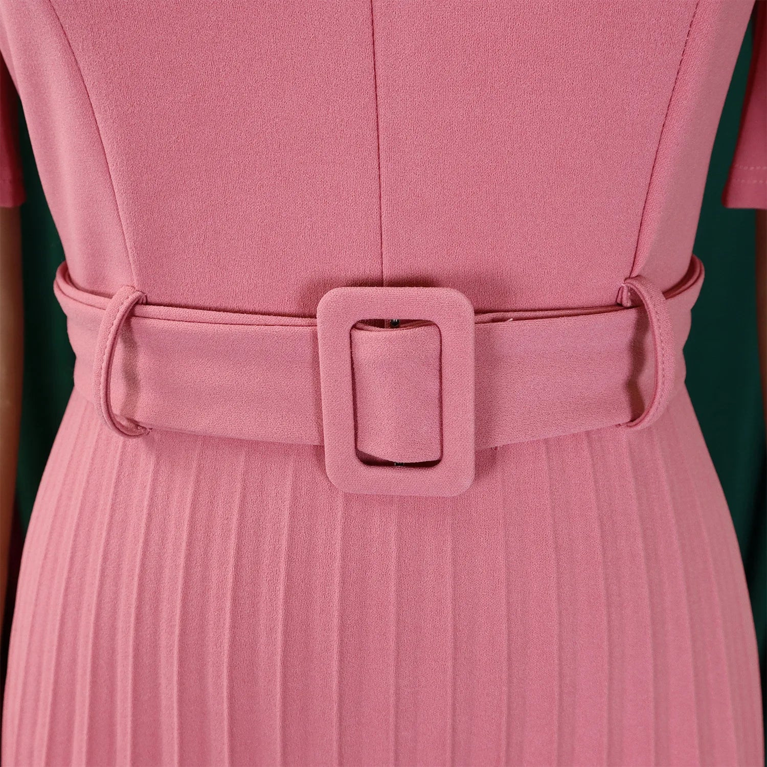 Fashion Ladies Birthday Party Dinner Night Dress New Elegant Pleated Dresses For Women V Neck Short Sleeve Belt Waisted Mid Calf