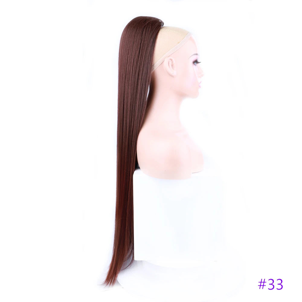 30 Inch Long Bone Straight Ponytails Futura Synthetic Drawstring Ponytails Clip-in Hair Extensions Straight Ponytails for Women