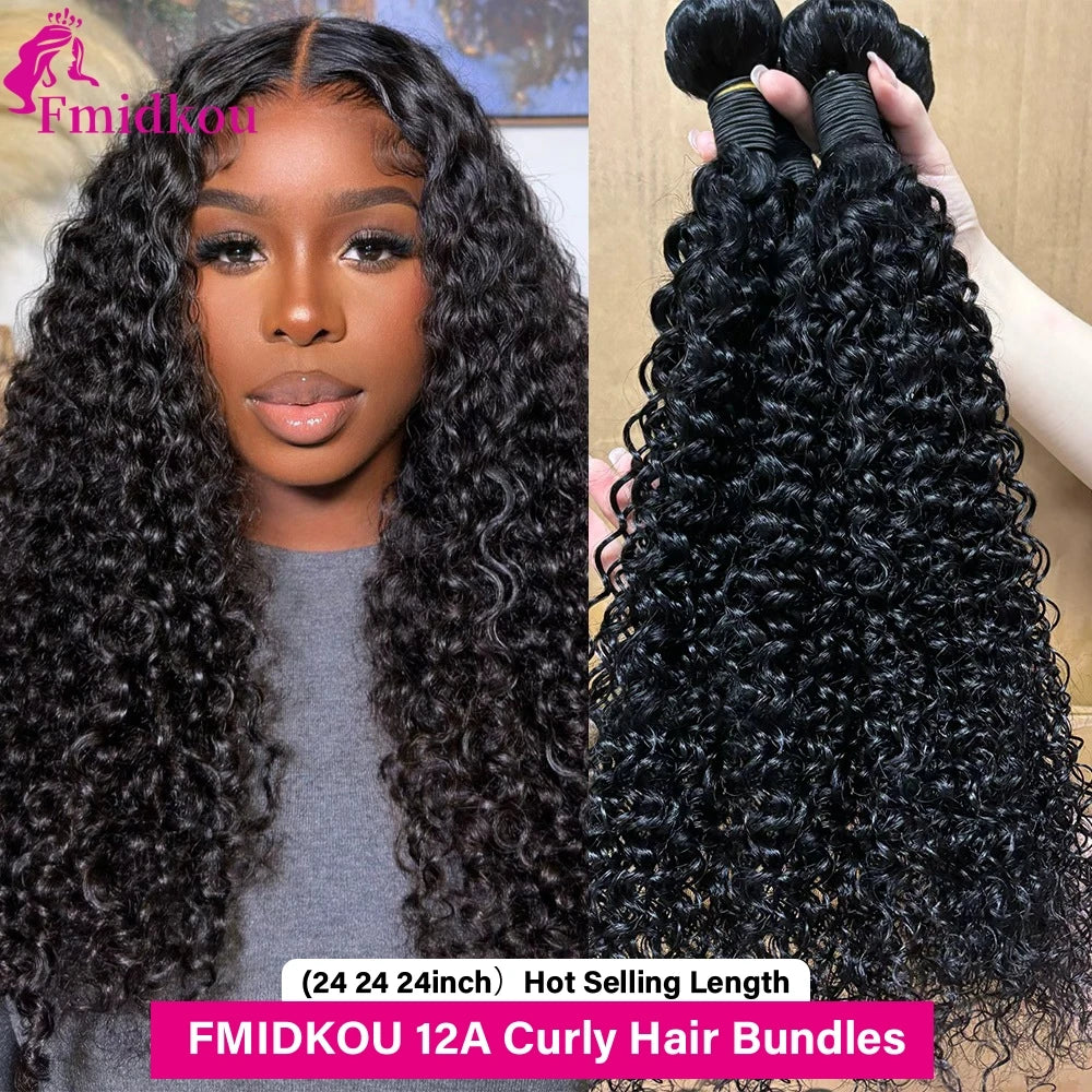 24 24 24 Burmese Curly Human Hair Bundles 12A Indian Unprocessed Raw Human Hair Bundles kinky Curly Hair Bundles Real Human Hair