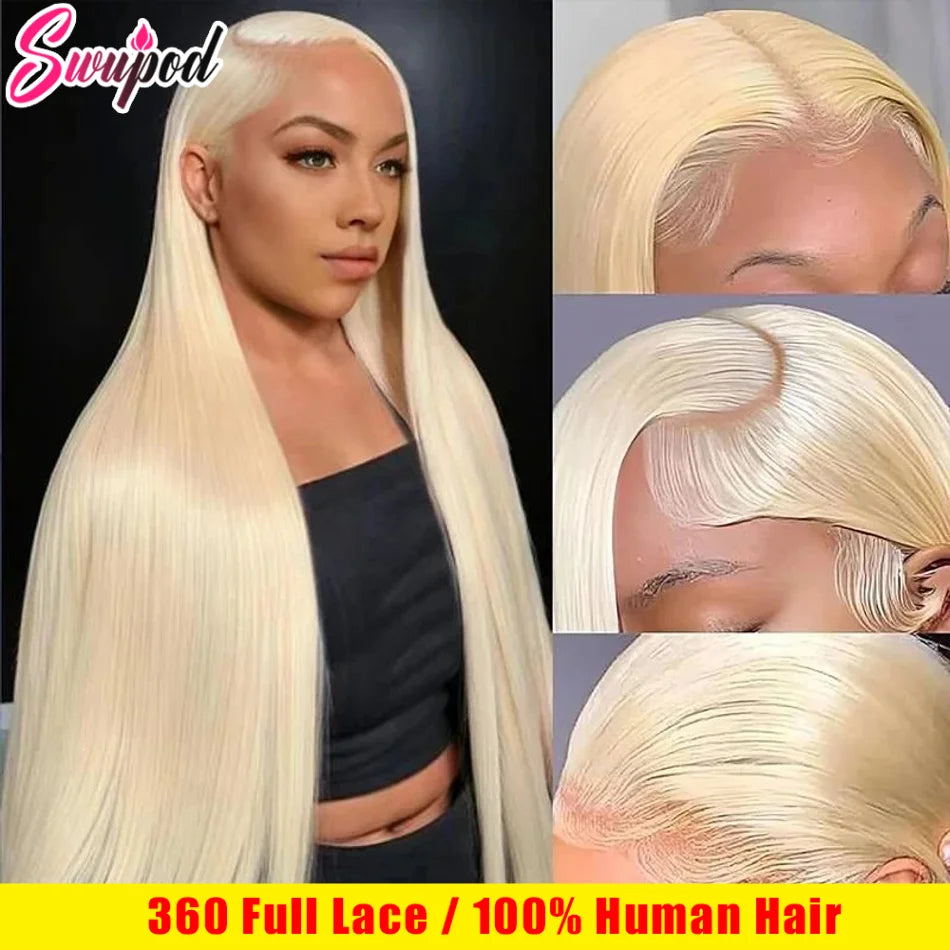 Bone Straight 613 Honey Blonde Hd Full Lace Frontal Human Hair Wigs Brazilian 200% Density 360 Full Lace Wig 100% Human Hair Wig