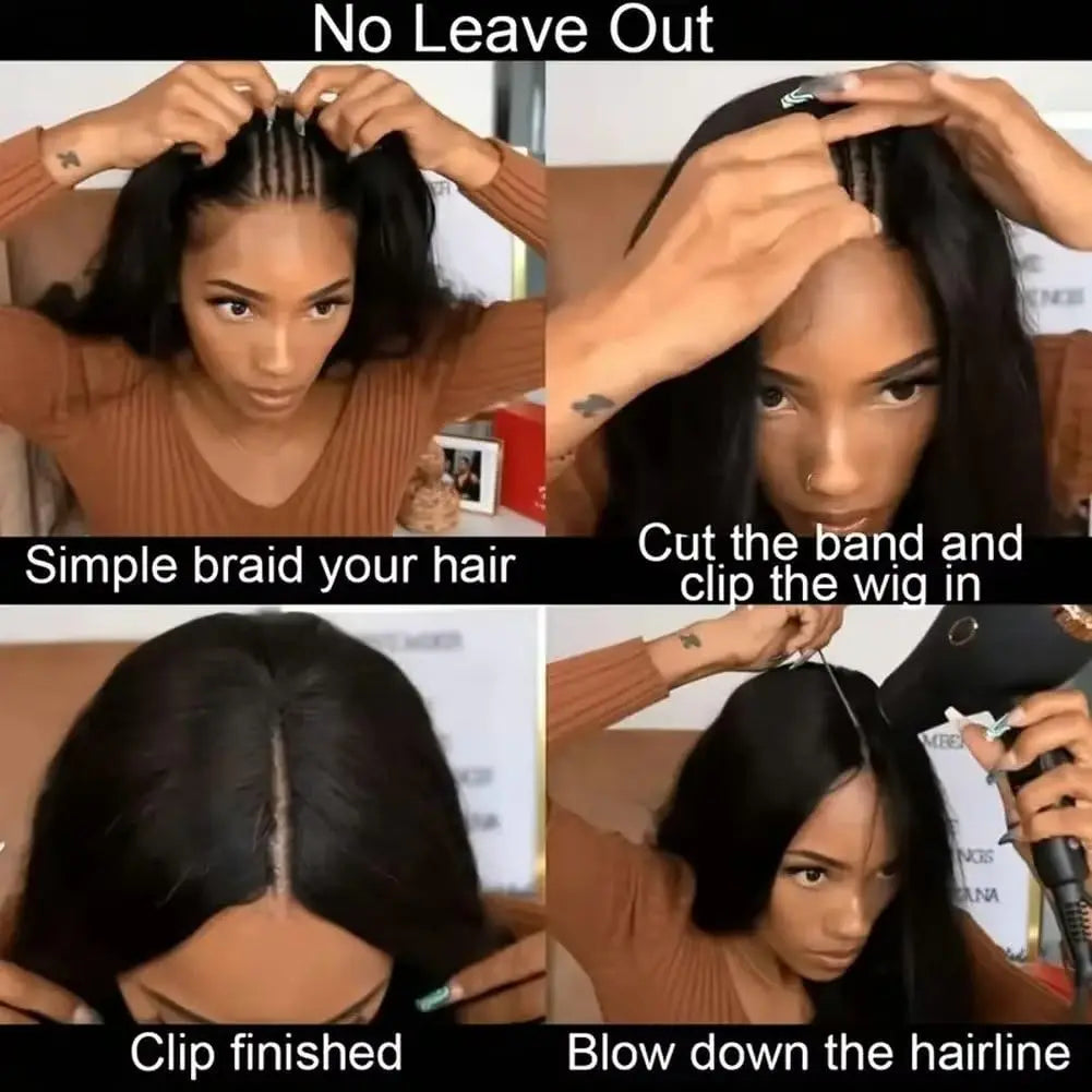Silkly Straight V Part Human Hair Wigs 30 Inch Bone Straight Wig For Women Daily Use Glueless Wig Ready To Wear On Sale Natural