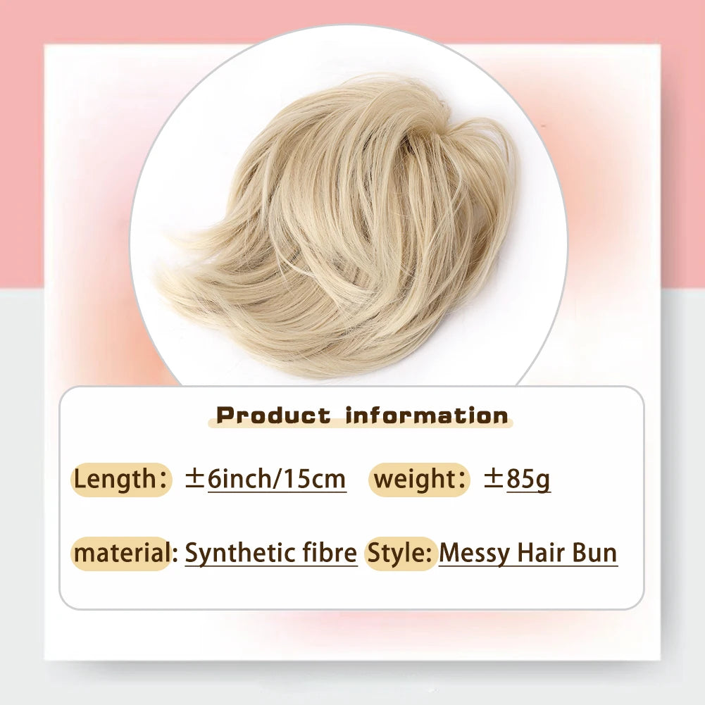Short Ponytail Hair Bun Extensions Straight Hair Bun Synthetic Messy Bun Hairpieces Elastic Easy Scrunchies for Women