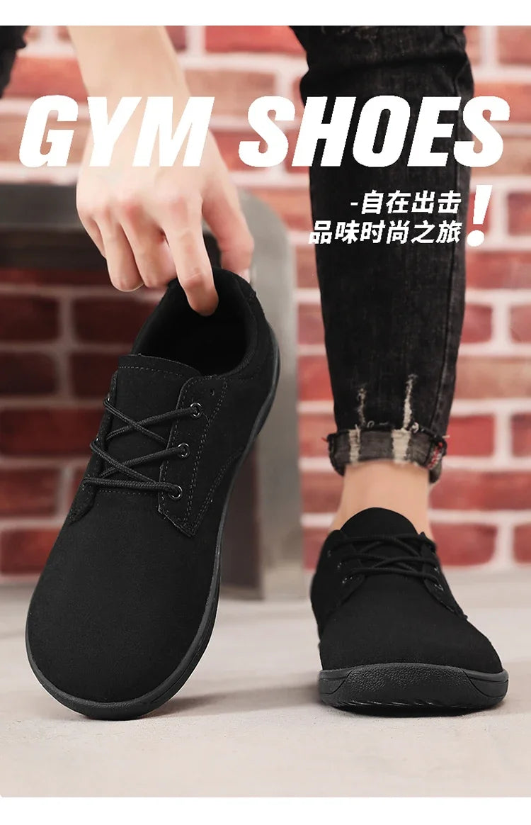 Wide Toe Barefoot Shoes for Men Outdoor Treking Sports Minimalist Walking Shoes Suede Waterproof Outdoor Men Travel Sneakers