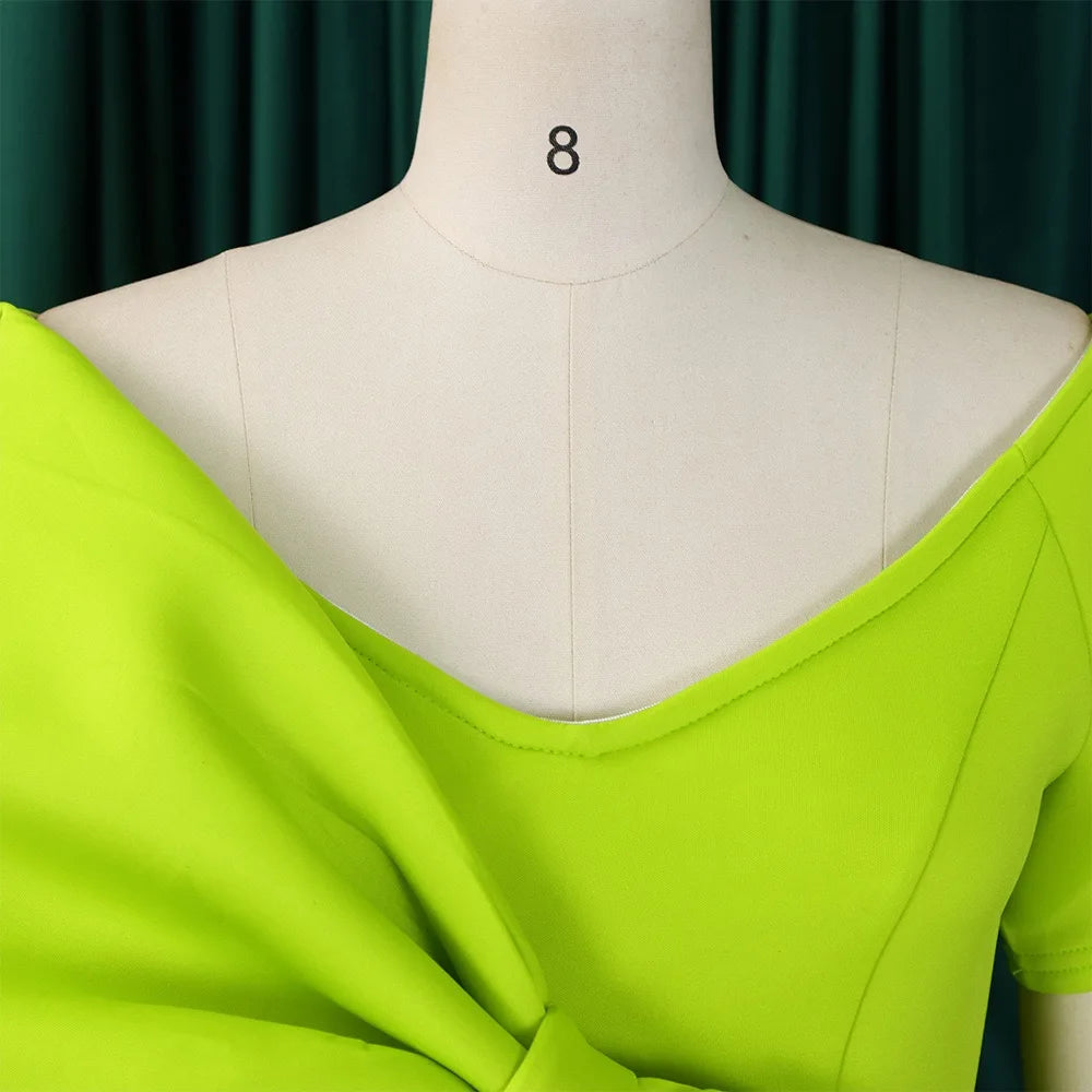 Elegant Party Dresses for Woman 2024 New V Neck Short Sleeve Big Bow Decorate Sheath Side Split Ankle Length Luxury Party Dress