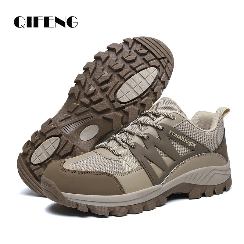 Men Casual Shoes Mountain Sneakers Antiskid Winter Fashion Leather Outdoor Off-Road Trail Running Footwear Low Top Spring Autumn