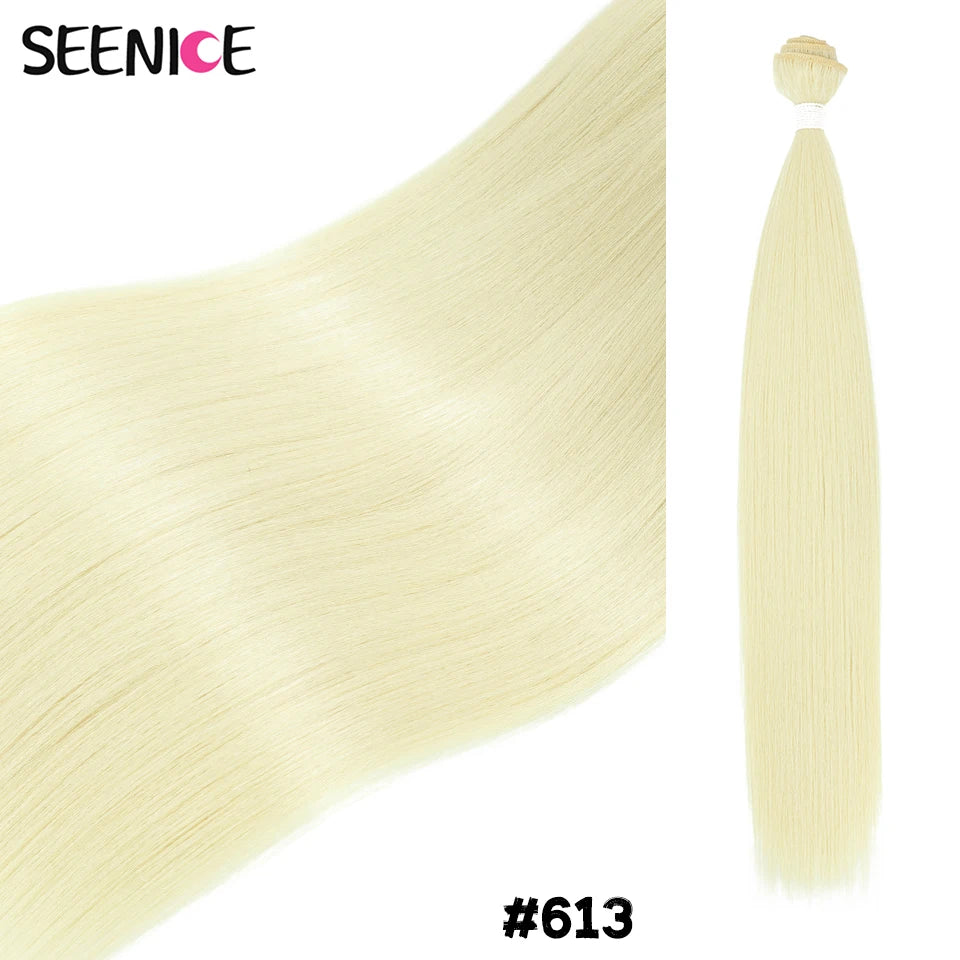 Bone Straight Hair Extensions Ombre Blonde Fake Hair Bundles Super Long Hair Synthetic 22-40 Inch Straight Hair Full to End