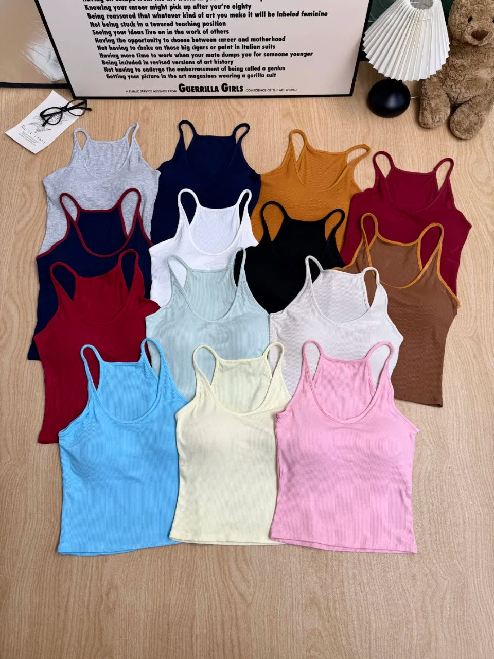 Summer New Sle Sexy Pure Desire Hot Girl Slim Fit Tank Top Women's Padded Sports Bra Vest U-Ne ort Length Cotton Blend