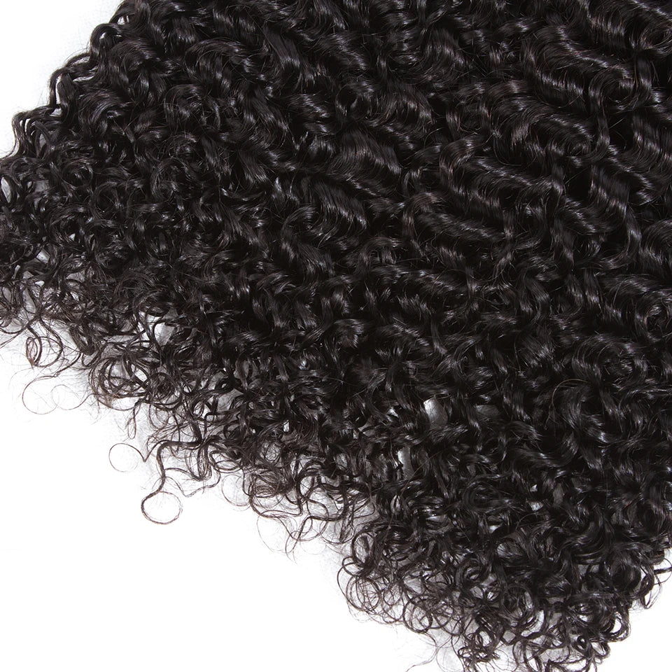 15A Brazilian Virgin Human Hair Kinky Curly Bundles With Frontal Ocean Water Wave Bundles With Frontal Bundles With Lace Closure