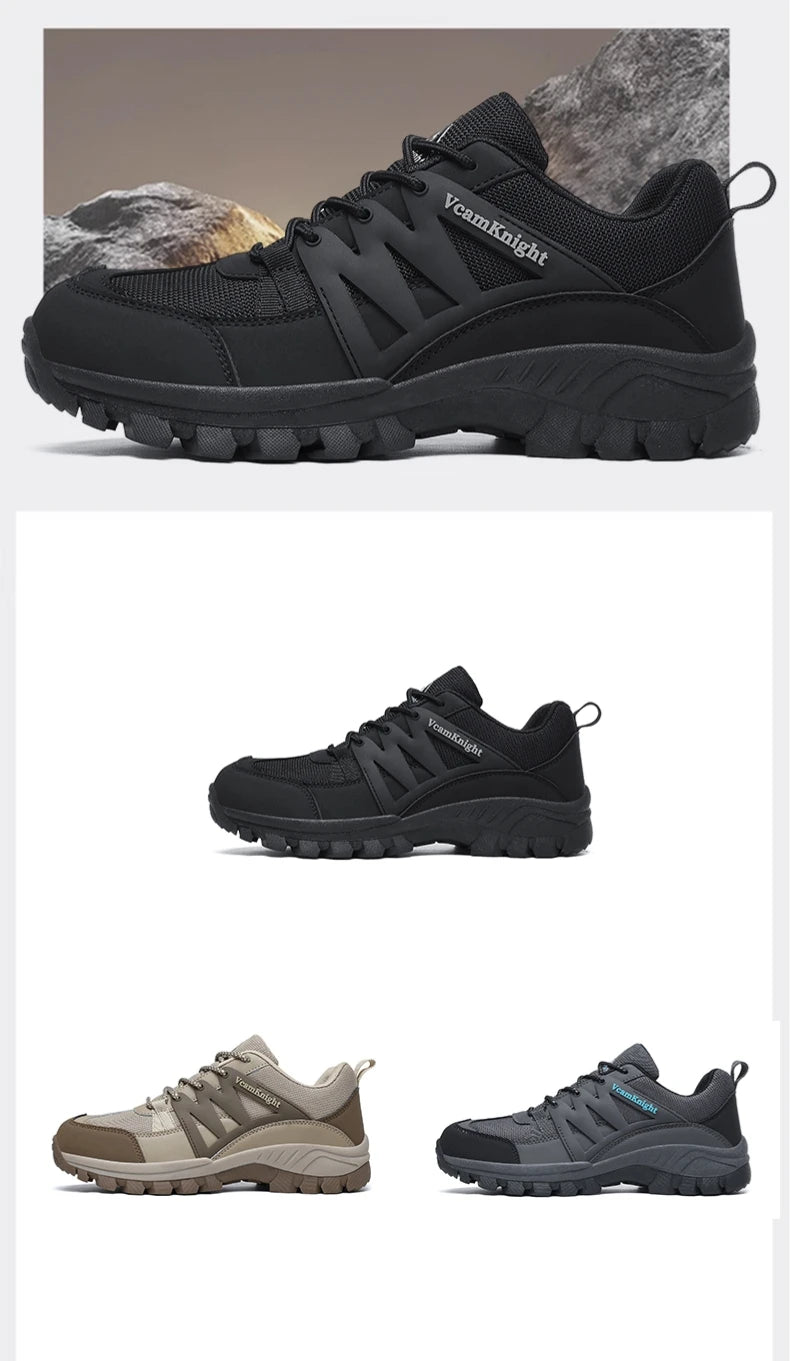 Men Casual Shoes Mountain Sneakers Antiskid Winter Fashion Leather Outdoor Off-Road Trail Running Footwear Low Top Spring Autumn
