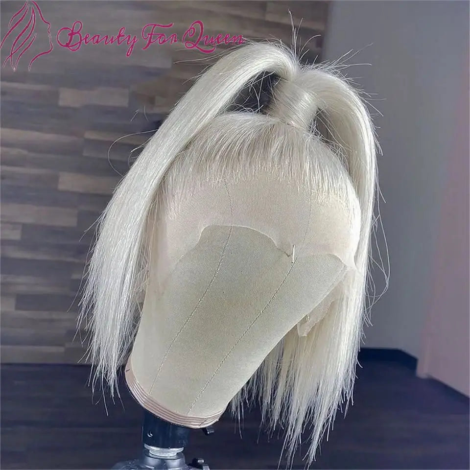 Brazilian 13x4 Colored Human Hair Wig White Straight Short Bob Cosplay Transparent HD Lace Frontal Wigs For Women Pre Plucked