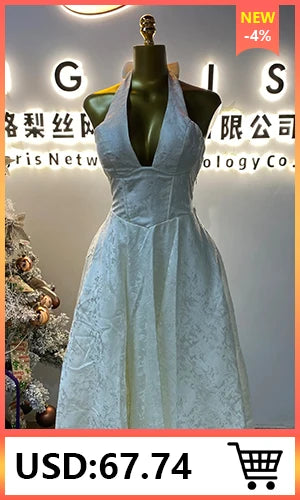 New Spring/Summer Party Dress for Women: Elegant V-neck Sleeveless High-waisted Slim Fit Pleated Trim Casual-GZXX664