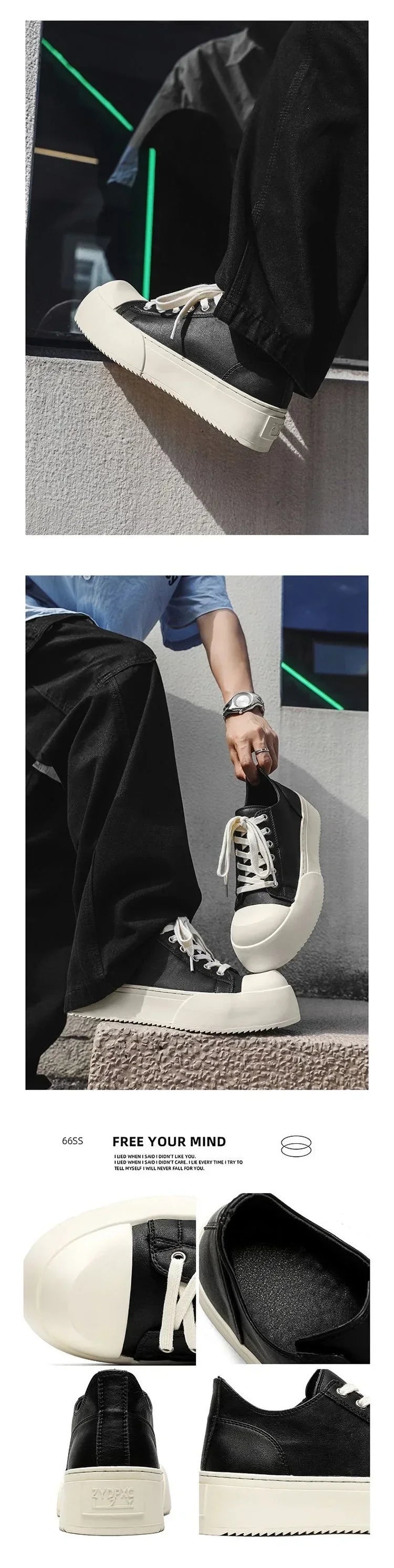 Men Thick-Soled Big Round Toe Sneakers Couple Anti slip Wear Outdoor Shoes Women Versatile Trendy Casual Unisex Board Footwear