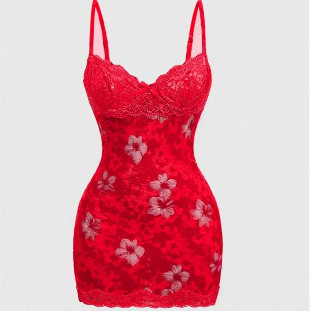 Sexy Party Dresses For Woman Lace Suspender Evening Dress Retro Printed Backless Vestidos Bodycon package Hip Backless Elegant