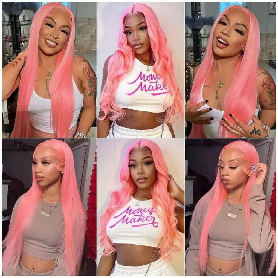 Bone Straight 13x6 HD Light Pink Lace Front Wigs Human Hair For Women Brazilian 613 Color 13x4 Lace Frontal Wig Pre Plucked 200%