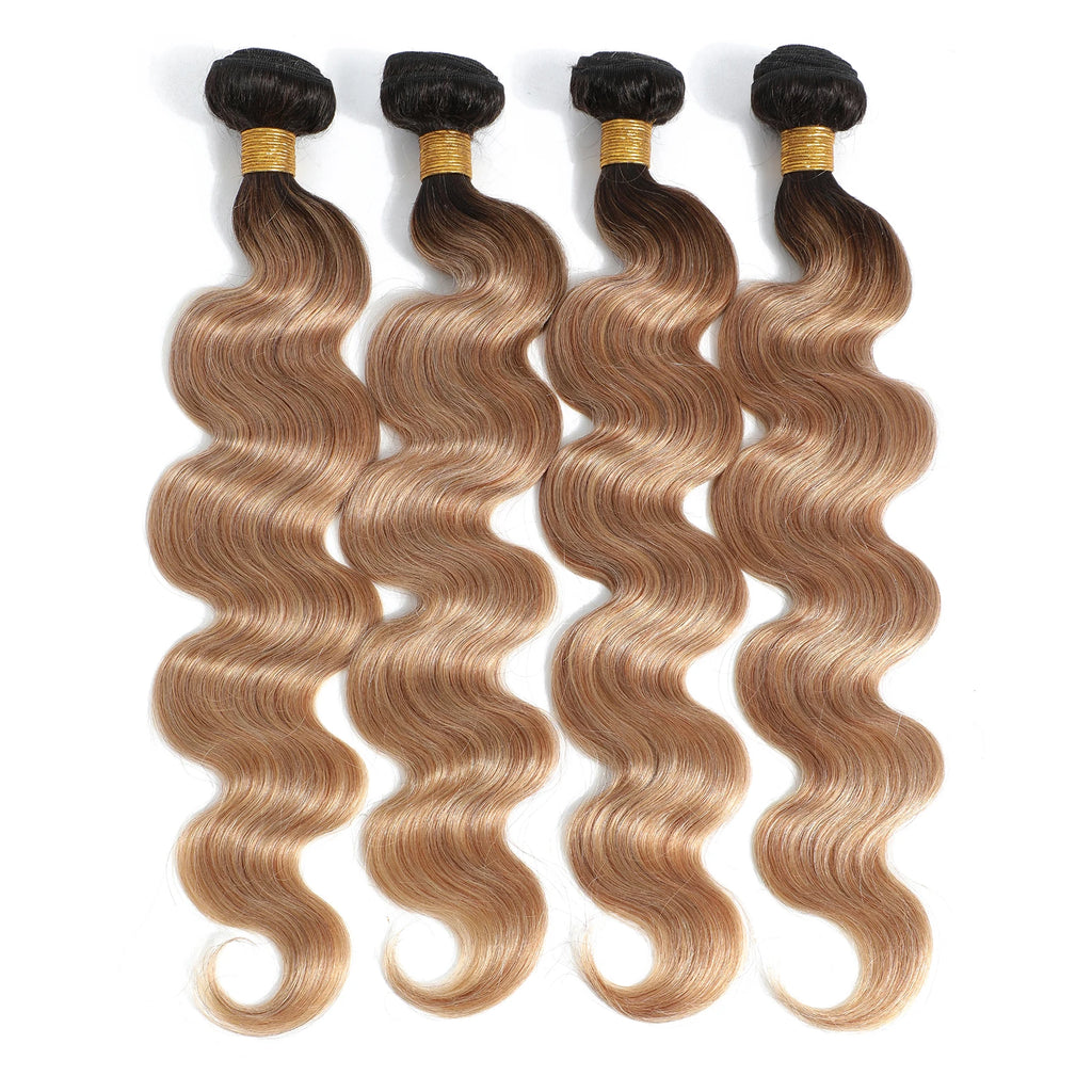 Honey Blonde Human Hair Bundles Body Wave Bundles Human Hair 1 3 4 Brazilian Human Hair Extensions 100% Remy Bundles Deal