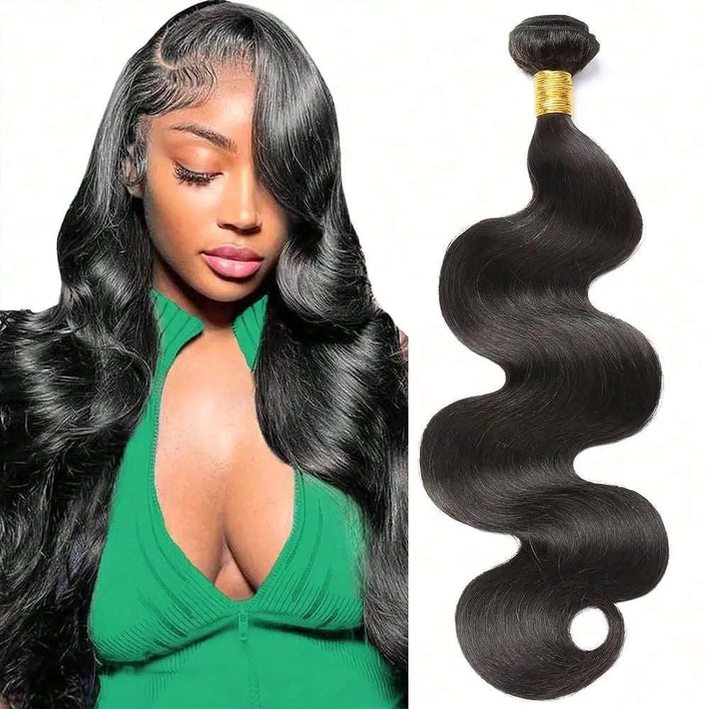 4 Bundles 15A Body Wave Human Hair, 22 24 26 28 Inch 100% Unprocessed Brazilian Virgin Double Weft Extensions in Black Color