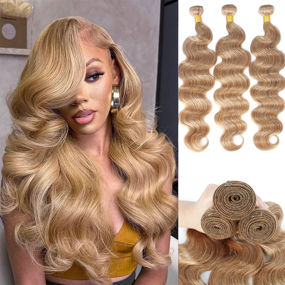 Blonde Body Wave Human Hair Bundles 27 Colored Bundles Human Hair 1/3/4 Bundle Deals Tissage Human Hair Extentions Remy Raw Hair