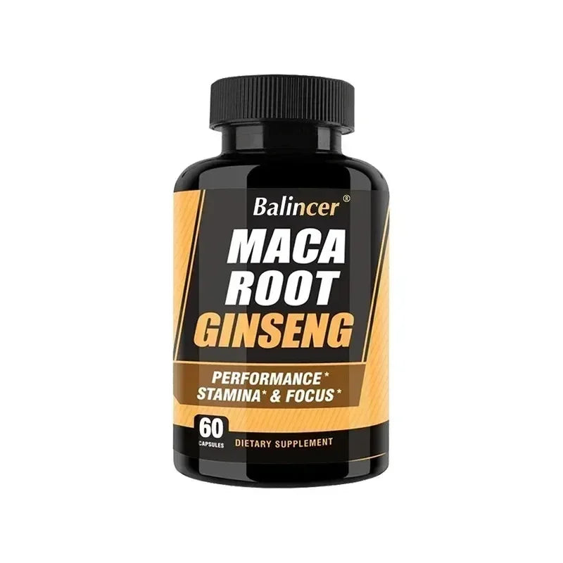 Maca Root Capsules 10000mg with Ginseng, Energy, Muscle, Mood,  Energy, Strength & Men's Health Support, Relieve Fatigue