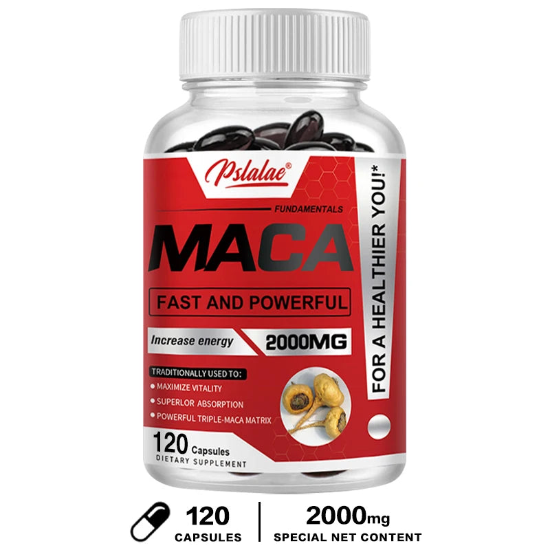 Maca Root Capsules for Men and Women To Maximize Vitality and Performance Made with Black Maca, Red Maca and Yellow Maca Powders