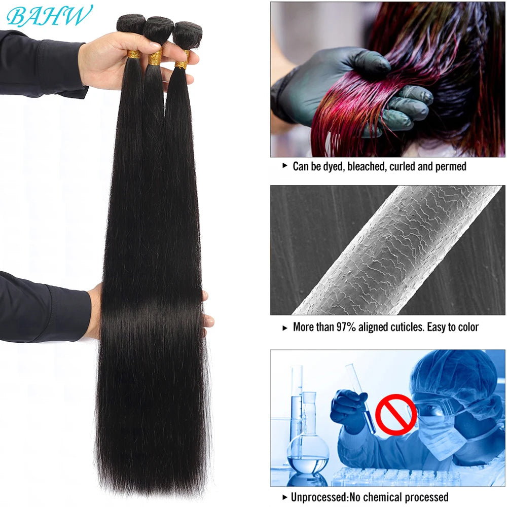 Peruvian 100% Human Hair Straight Bundles Weave Natural Color 1/2/3/4 Bundles Deal 8-30 Inch Bundle Hair Extensions Fow Momen