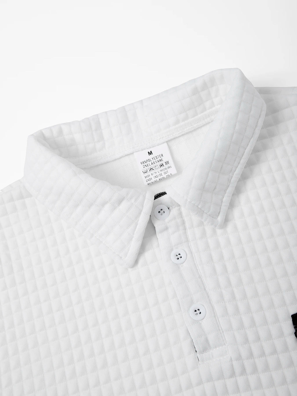 Men's Polo Shirts Square Plaid Texture Fabric Solid Color Mens Long Sleeve Tops Button Checkered Patchwork Henley Collar