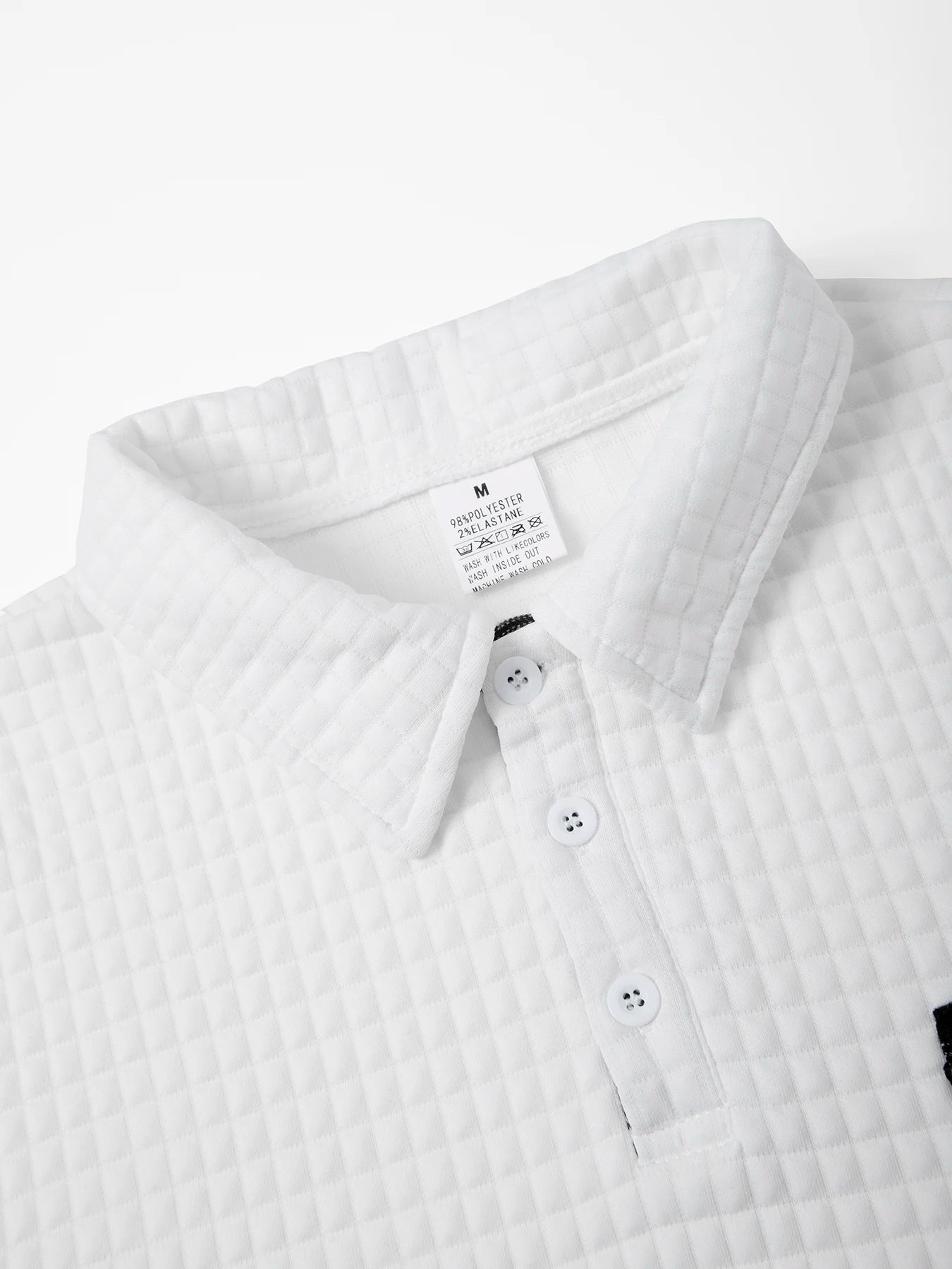 Men's Polo Shirts Square Plaid Texture Fabric Solid Color Mens Long Sleeve Tops Button Checkered Patchwork Henley Collar