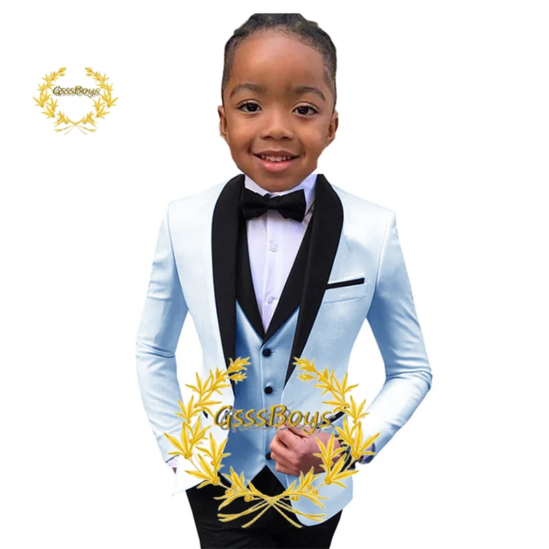 Boys Suit Wedding Tuxedo 3 Piece Shawl Collar Jacket Pants Vest Child Formal Blazer Set Slim Fit Outfit costume garcon mariage
