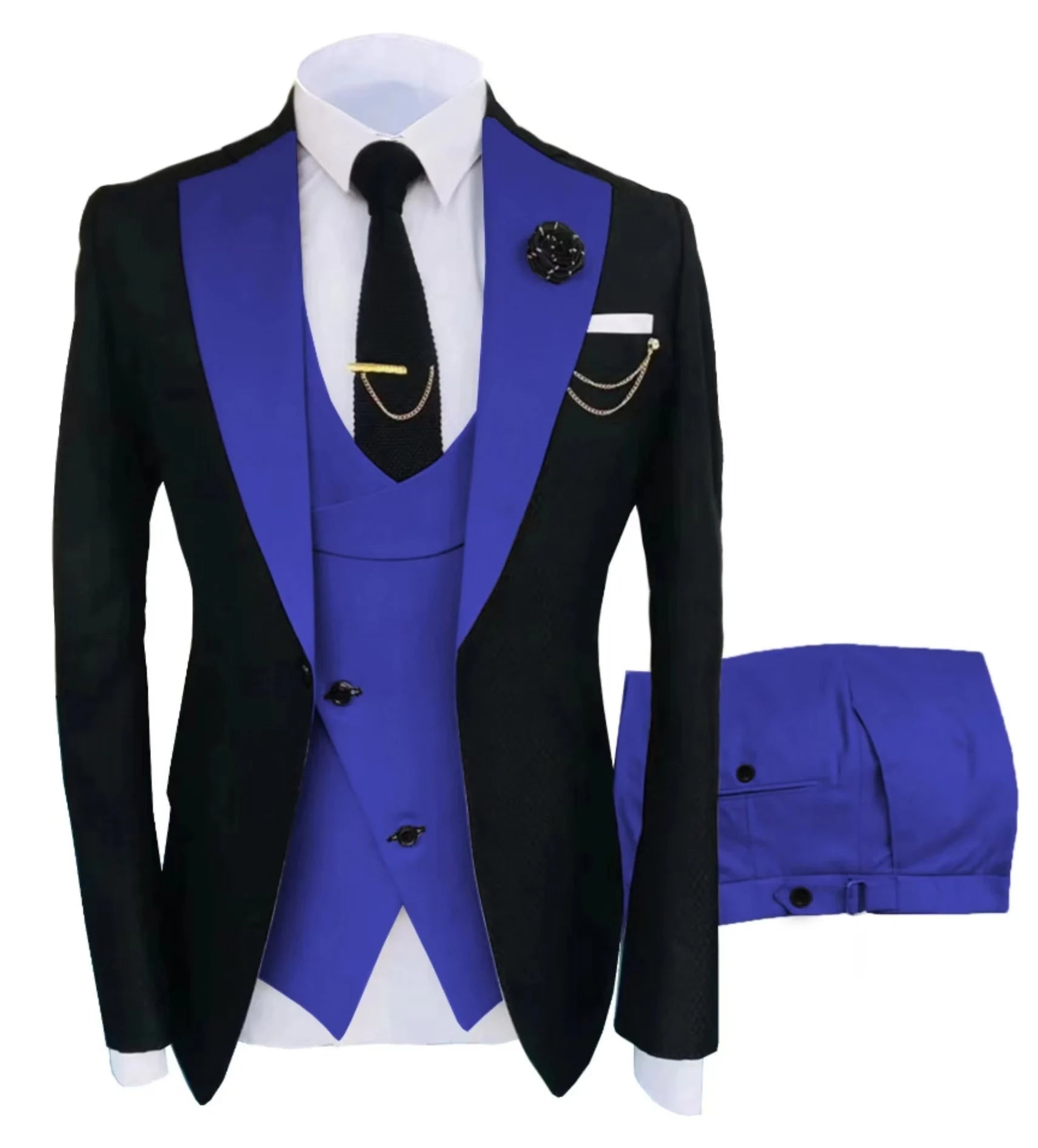 Men's Suit for Wedding 3 Pieces Blazer Vest and Pants Set Fitted Tuxedo for Groomsmen Adult Costume Summer Beach Wedding Parties