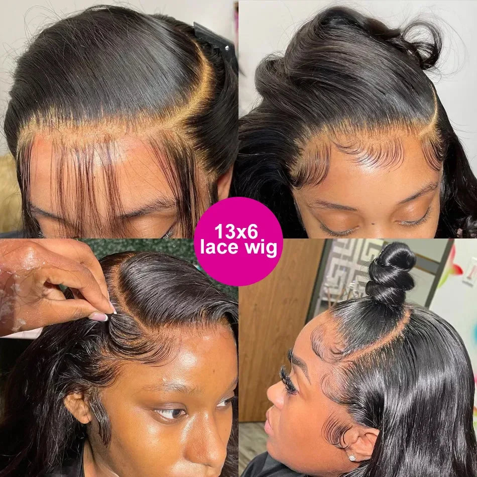 30 32 Inch Bone Straight 13x6 HD Transparent Lace Frontal Human Hair Wigs 200 Density Brazilian 13x4 Lace Frontal Wig For Women