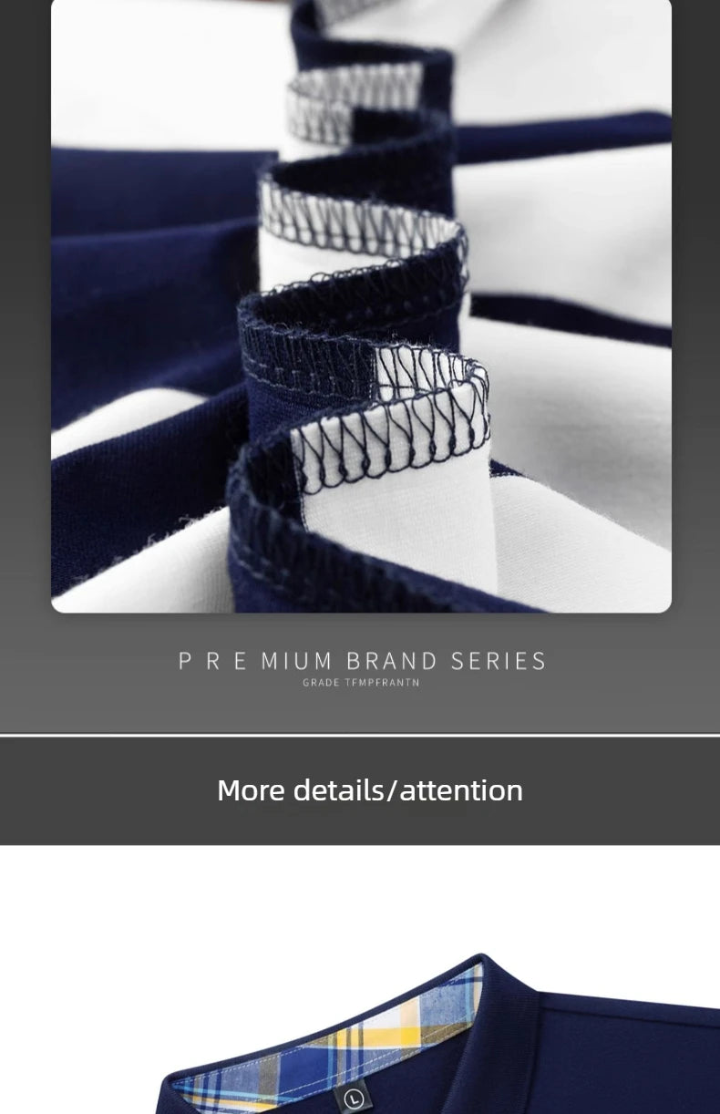 Polo Shirt Man Long Sleeve Cotton Casual Striped Polo Shirt Men Fashion Lapel Button Shirt Embroidery High Quality Breathable