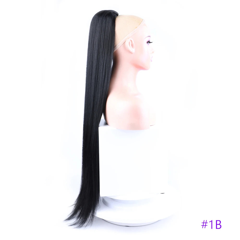 30 Inch Long Bone Straight Ponytails Futura Synthetic Drawstring Ponytails Clip-in Hair Extensions Straight Ponytails for Women